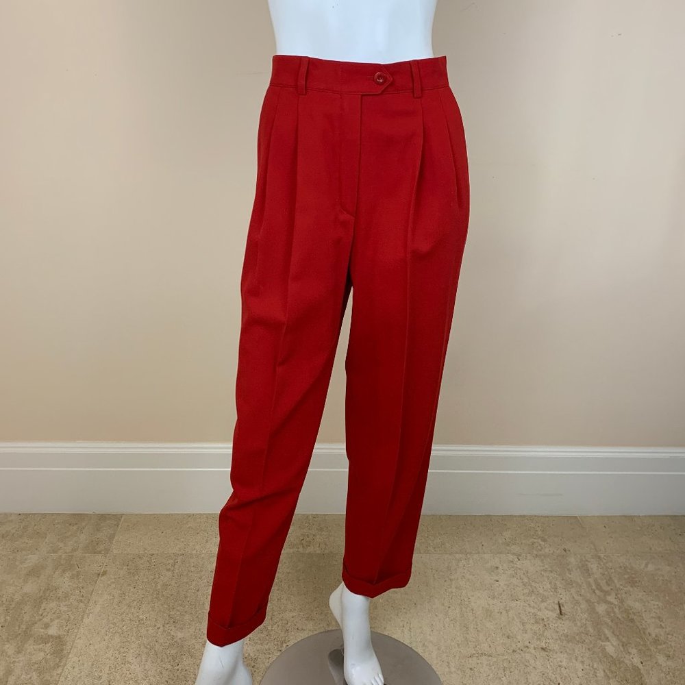 Escada 100% Wool Red Business Suit Pants
